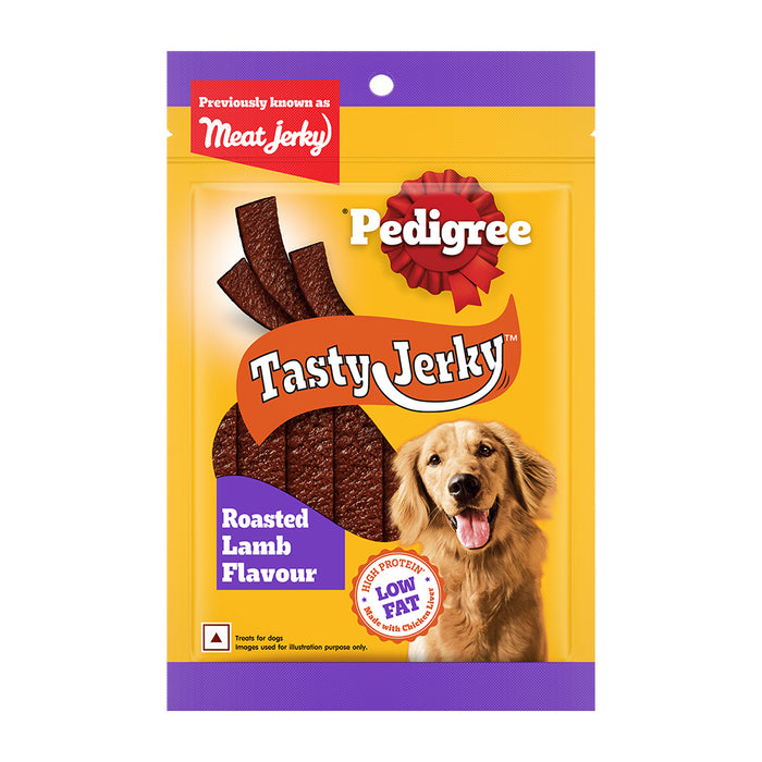 Pedigree® Tasty Jerky™ Dog Treat, Roasted Lamb Flavour, 70 g, Jerky-style Treats for Bonding, Low-fat and High-protein* Dog Treats