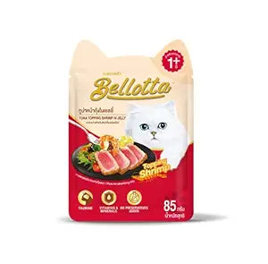 Bellotta Premium Wet Cat Food - Tuna Topping Shrimp in Jelly - 85 gm