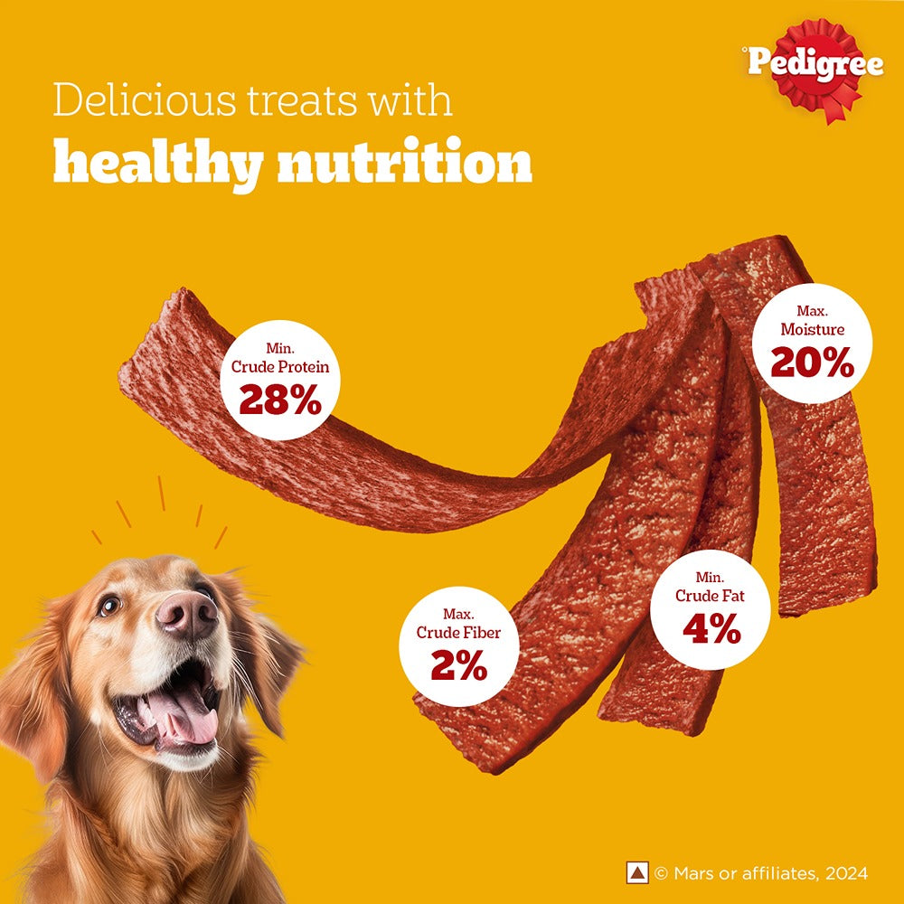 Pedigree® Tasty Jerky™ Dog Treat, Chicken Flavour, 70g Jerky-style Treats for Bonding, Low-fat and High-protein* Dog Treat