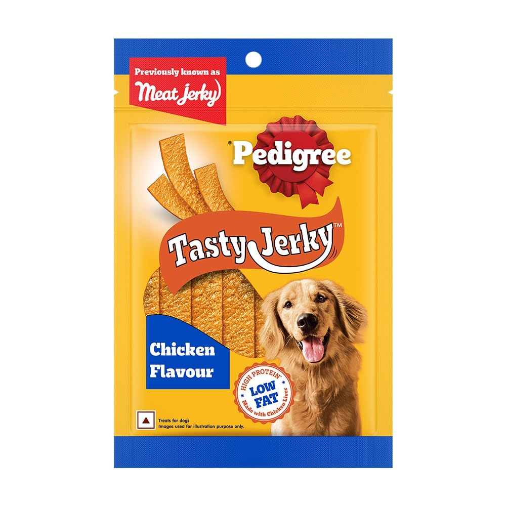 Pedigree® Tasty Jerky™ Dog Treat, Chicken Flavour, 70g Jerky-style Treats for Bonding, Low-fat and High-protein* Dog Treat