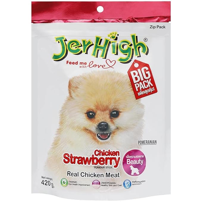 JerHigh Strawberry Dog Meaty Treat - 420 gm