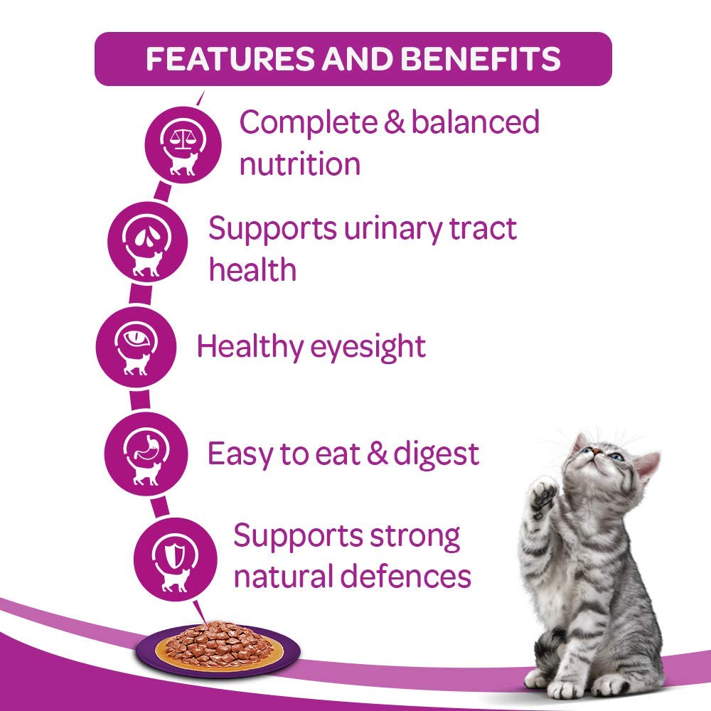 Whiskas Kitten (2-12 months) Wet Cat Food, Tuna in Jelly, 12 Pouches (12 x 85g)