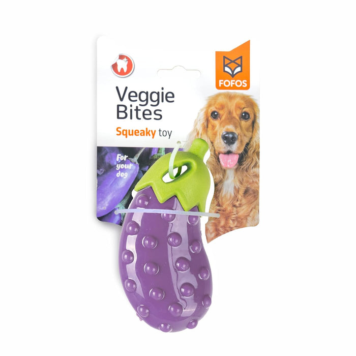 Fofos Vegi-Bites Eggplant Squeaky Chew Dog Toy