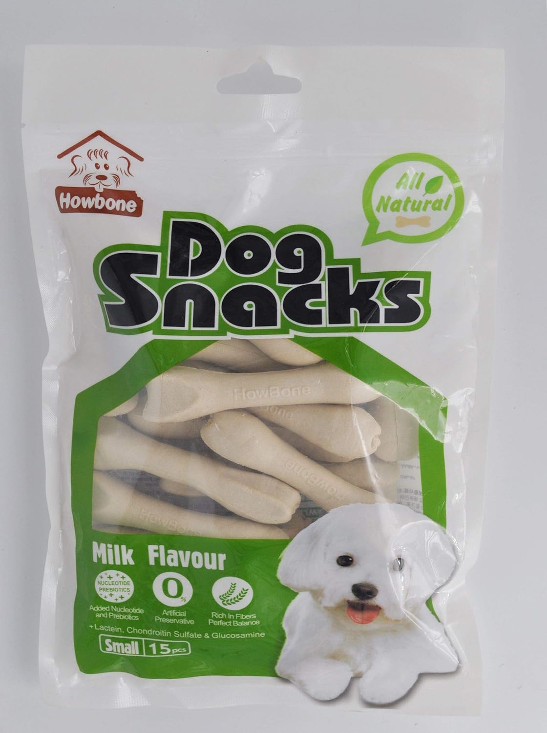 Gnawlers Howbone Dog Snack Small 15 in 1 Milk Dog Treat - 270 gm