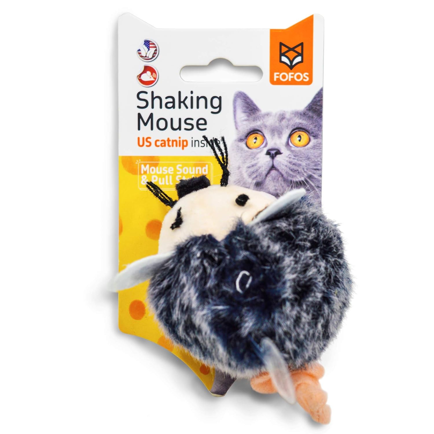 FOFOS Pull String & Sound Chip Mouse - Grey