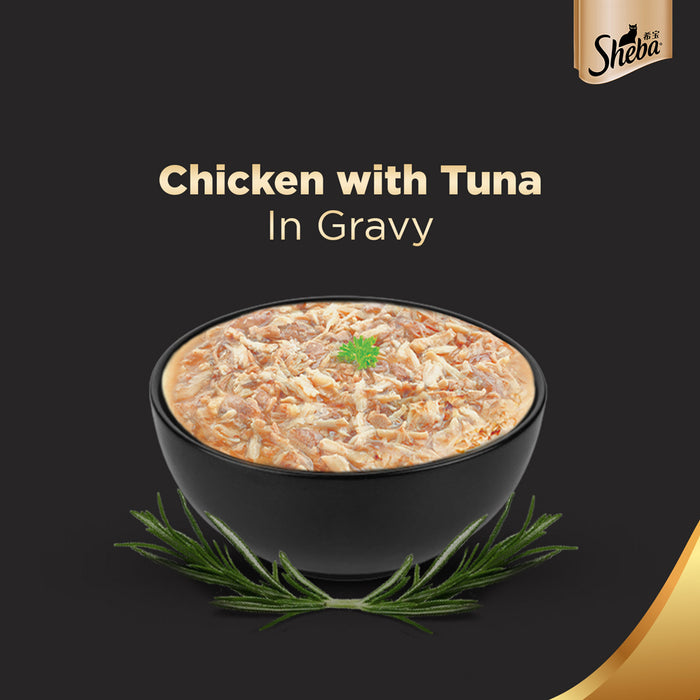 Sheba Premium Wet Cat Food - Chicken With Tuna In Gravy (Adult 1+)