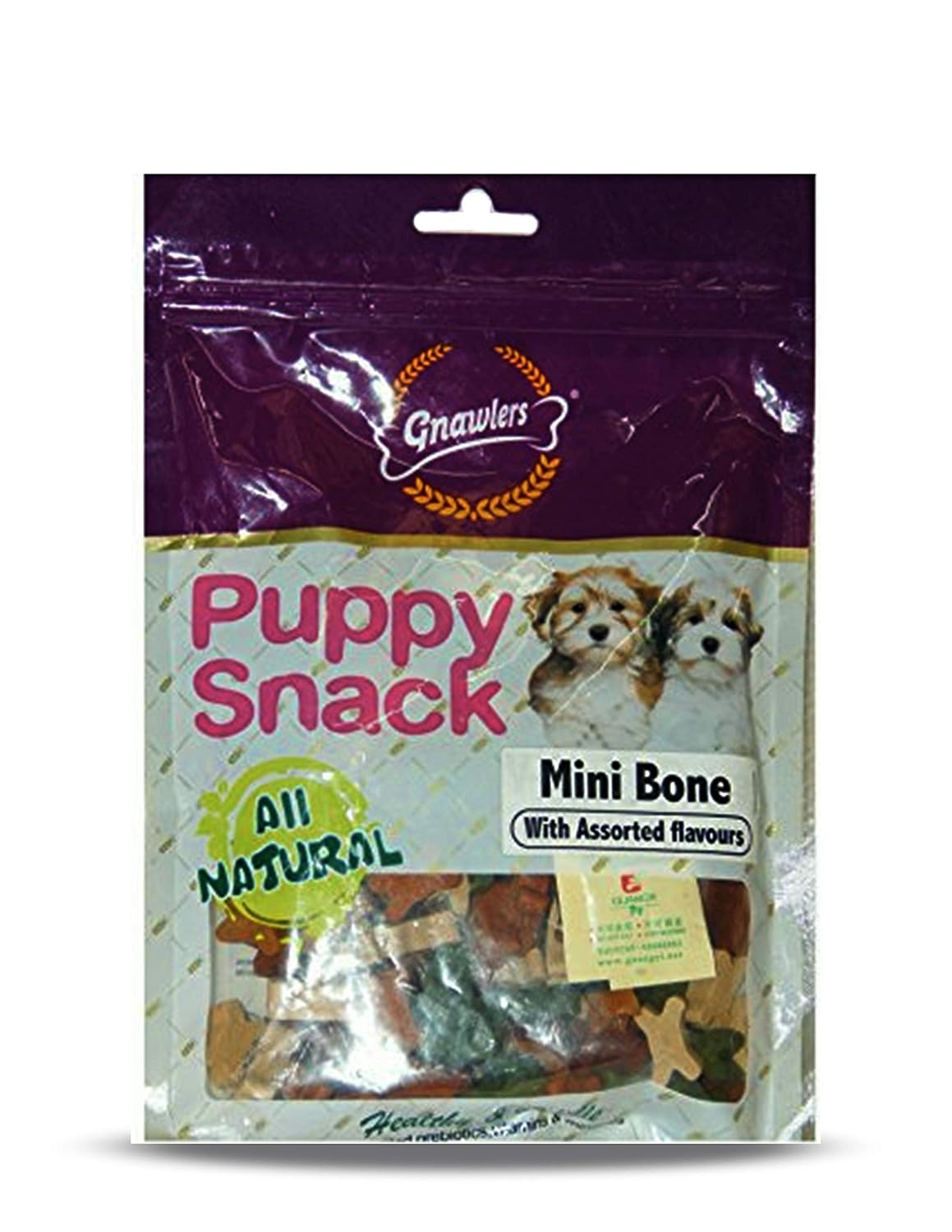 Gnawlers Puppy Snack Mini Bone Assorted Flavor Puppy Treat - 250 gm