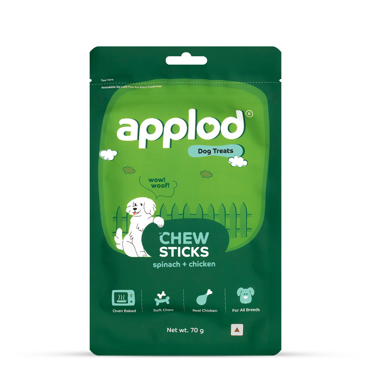 Applod Soft Spinach & Chicken Chew Sticks - 70 gm