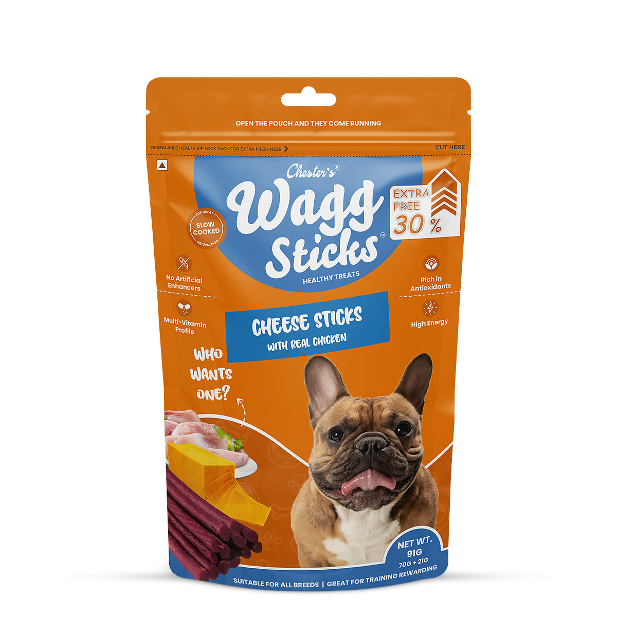 Chesters Wagg Sticks Cheese Sticks Dog Treat - 70 gm