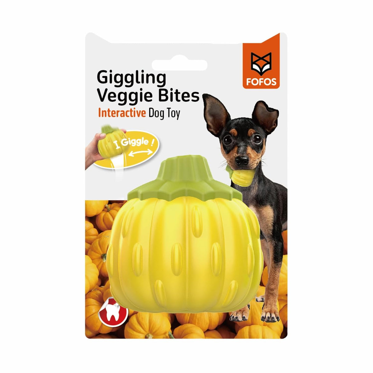 FOFOS Giggling Vegi Bites Dog Toy Pumpkin Petsy