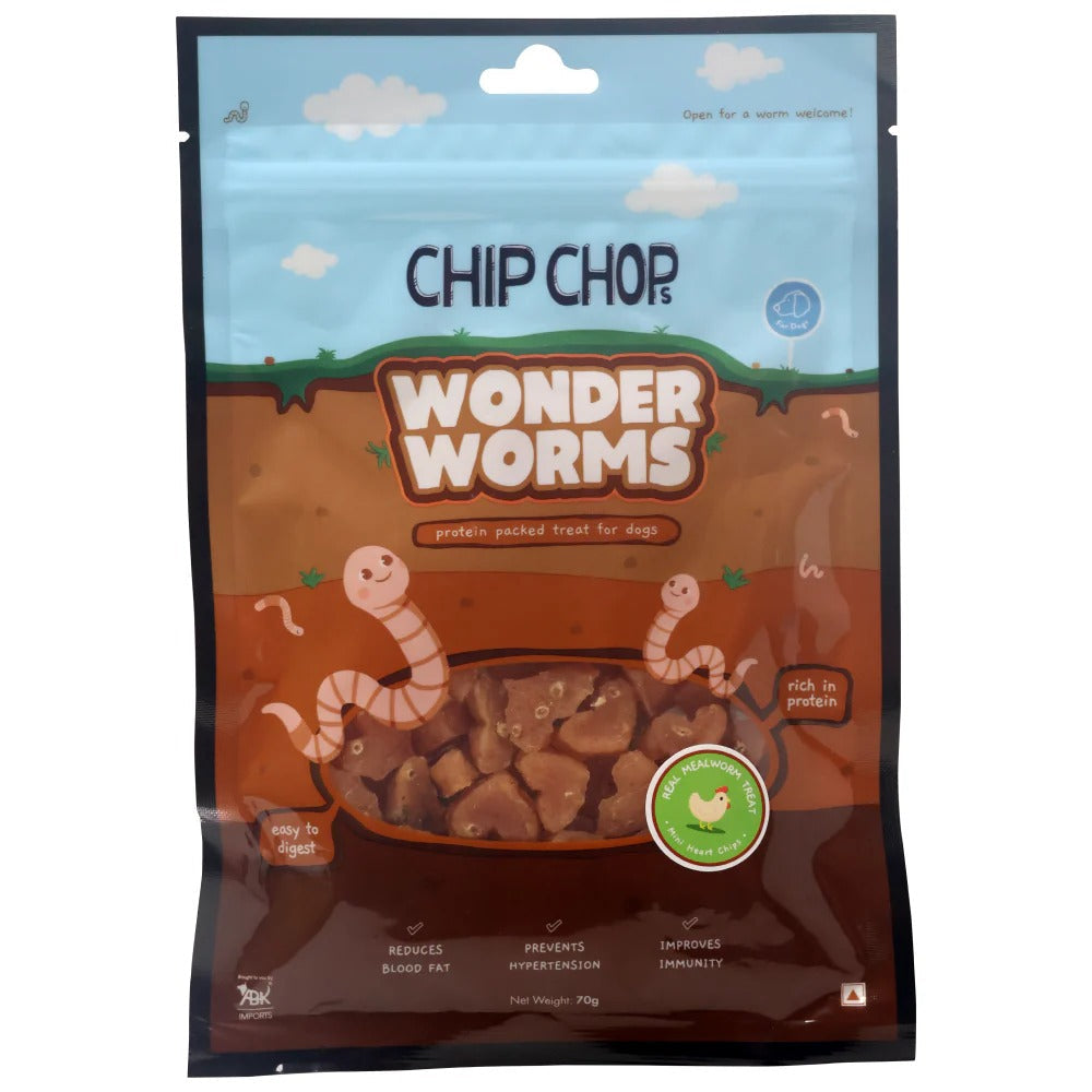 Chip Chops Wonder Worms - Mini Chicken Hearts with Mealworms - 70g