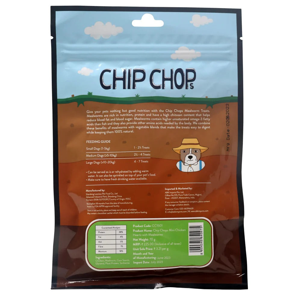 Chip Chops Wonder Worms - Mini Chicken Hearts with Mealworms - 70g