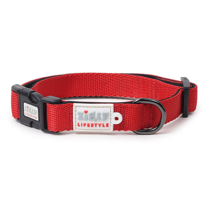 ZL Classic Padded Dog Collar  - Red