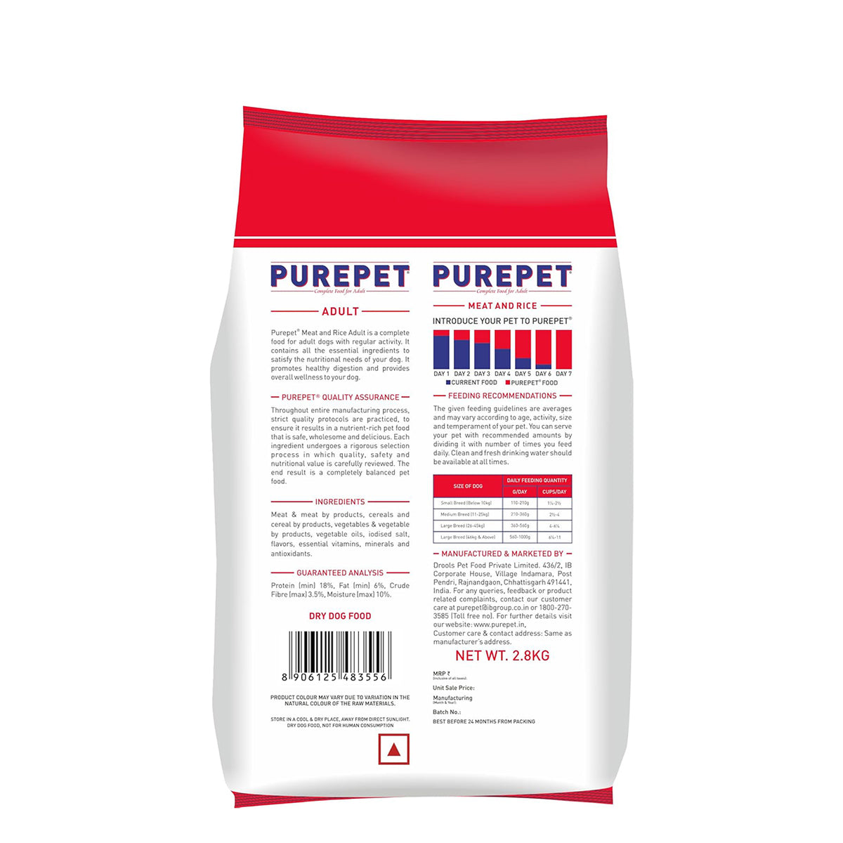 Purepet Dry Dog Food - Meat and Rice 2.8 Kg ( Buy 1 Get 1)