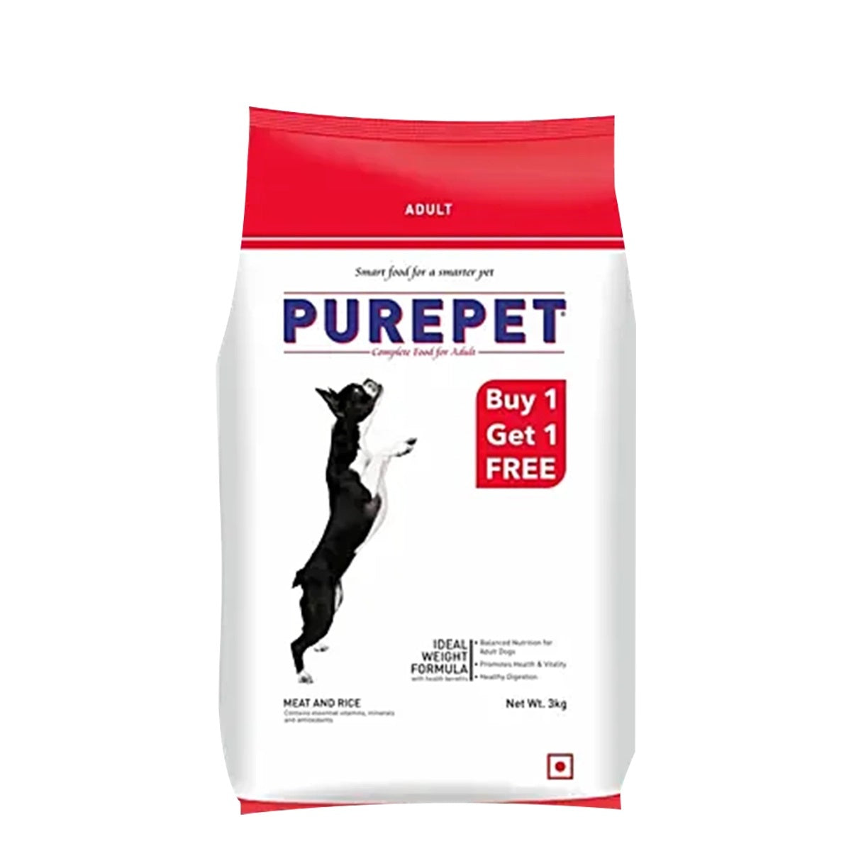 Purepet Dry Dog Food - Meat and Rice 2.8 Kg ( Buy 1 Get 1)