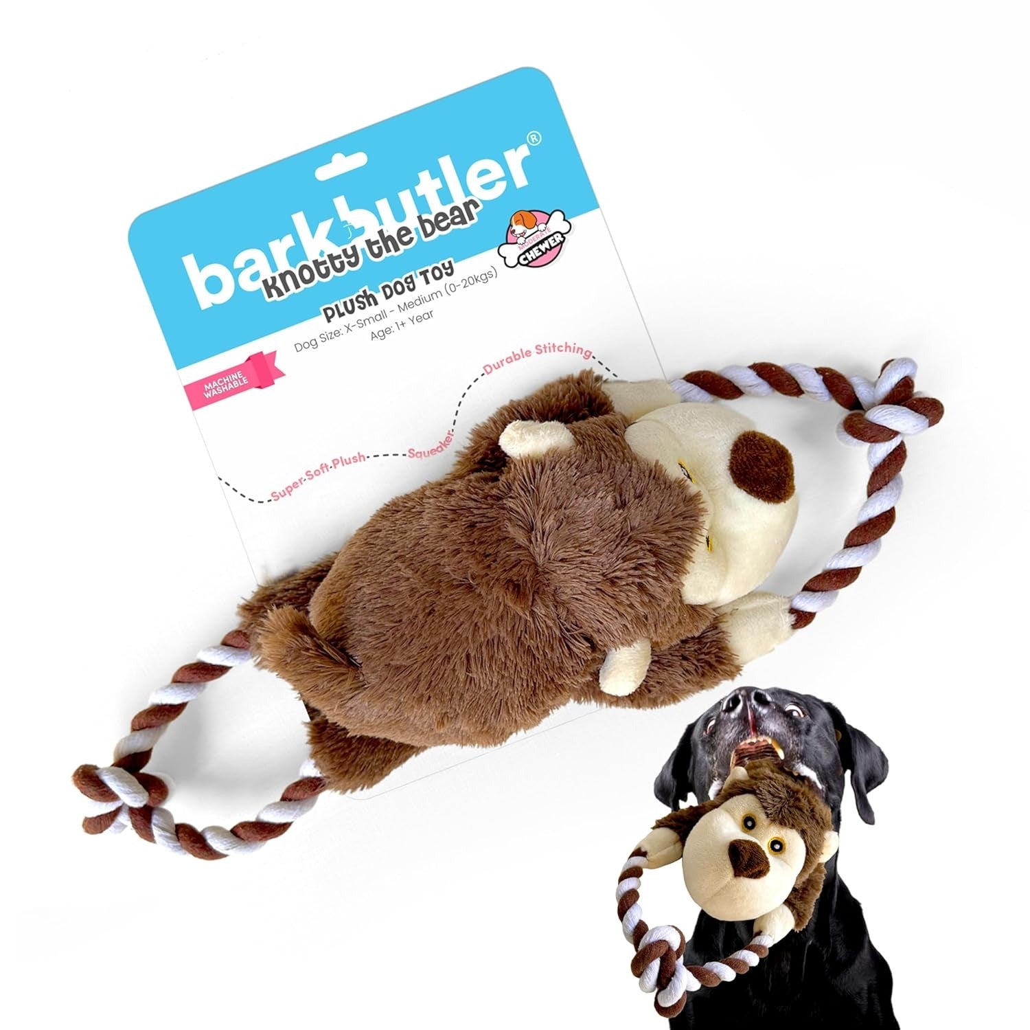 Barkbutler Knotty The Bear Dog Toy