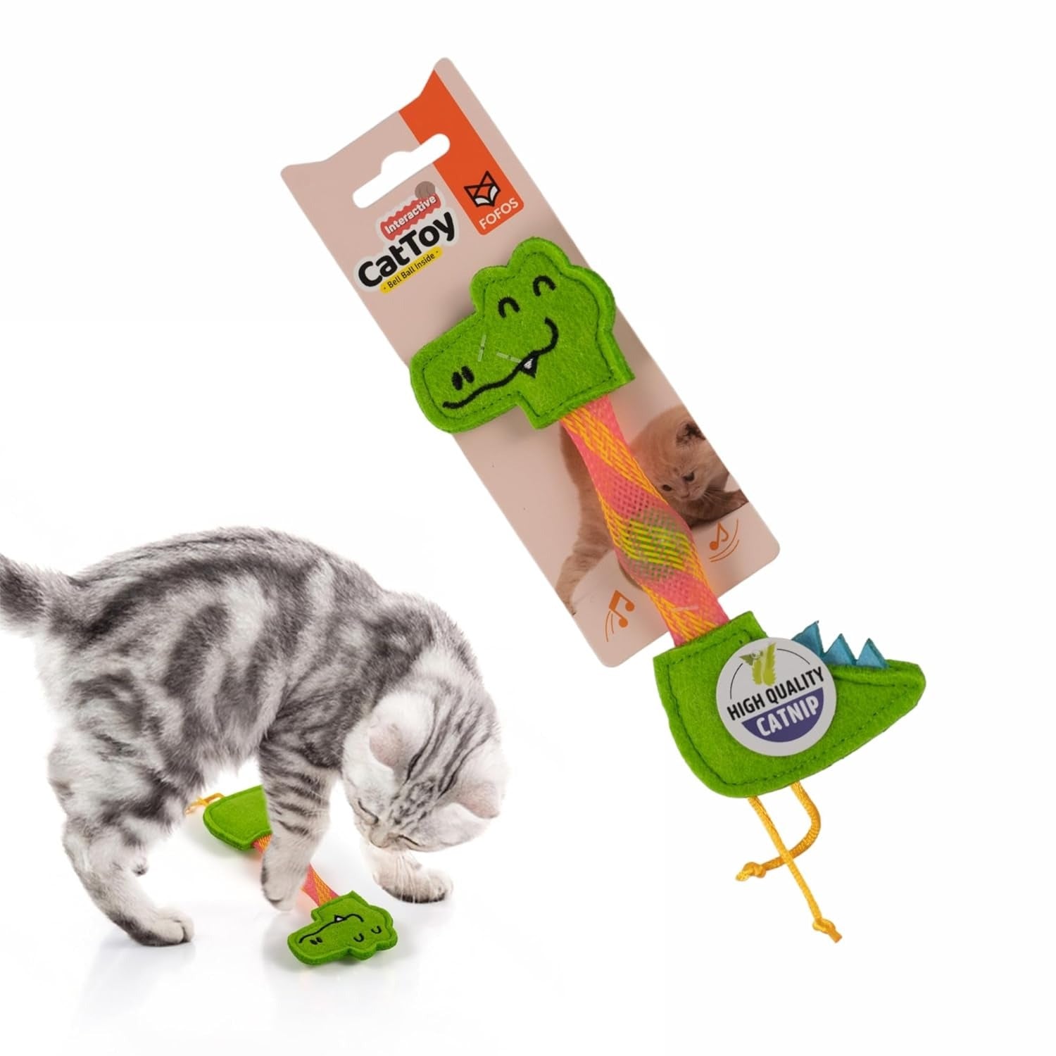 Fofos Cat Flick Tube Toy Crocodile Interactive Cat Toy