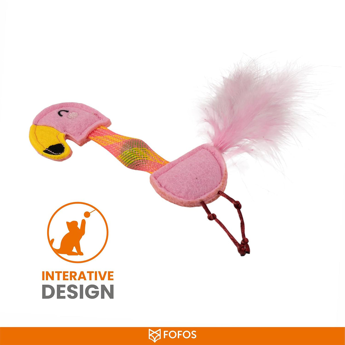 Fofos Cat Flick Tube Toy Flamingo Interactive Cat Toy