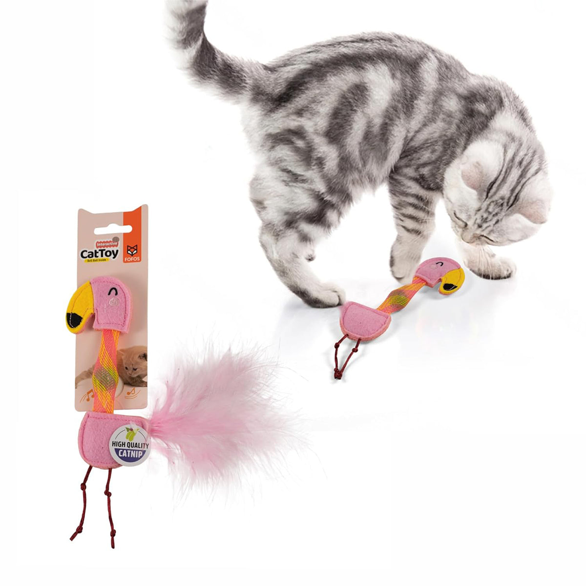 Fofos Cat Flick Tube Toy Flamingo Interactive Cat Toy