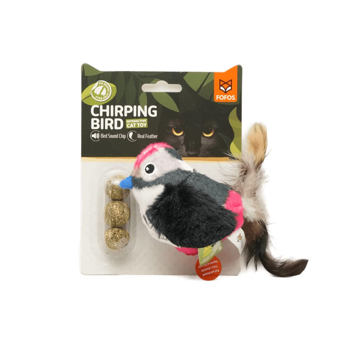 Fofos Black Bird With Catnip Balls Interactive Cat Toy