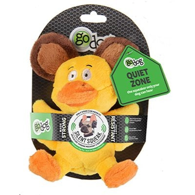 Godog Silent Squeak Flips Duck Bear With Chew Guard Technology Durable Plush Dog Toy - Small