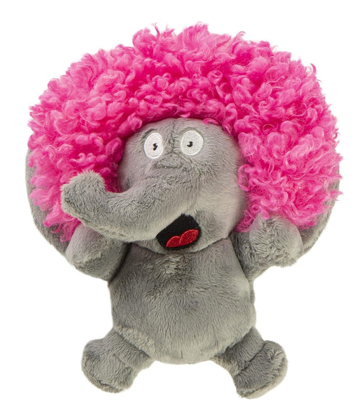 Godog Silent Squeak Crazy Hairs Elephant With Chew Guard Technology Durable Plush Dog Toy - Large