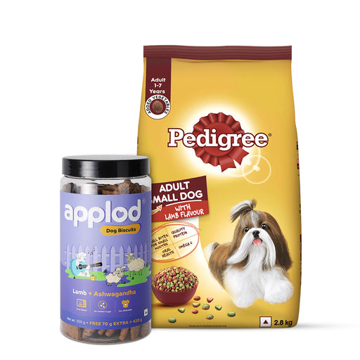 Pedigree Adult Small Dry Dog Food Lamb Flavour & Applod Lamb Dog Biscuit Combo