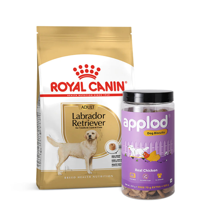 Royal Canin Labrador Retriever Adult Dry Dog Food 3 kg & Applod Real Chicken Dog Biscuit