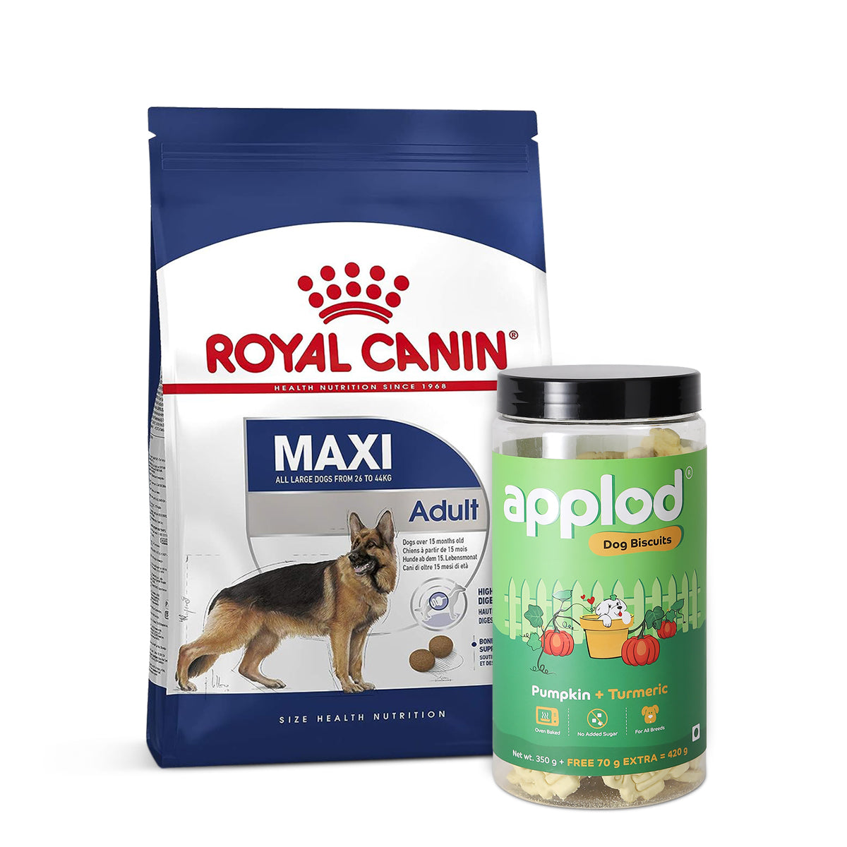 Royal Canin Maxi Adult Dry Dog Food  & Applod Pumpkin Dog Biscuit