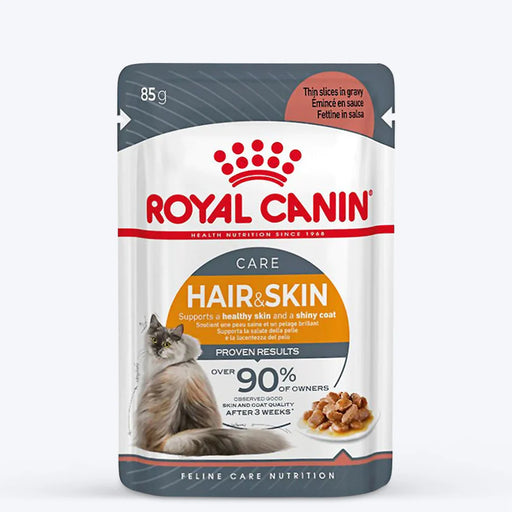 Royal Canin Hair & Skin Adult Gravy Wet Cat Food (85g x 12 Pouches)