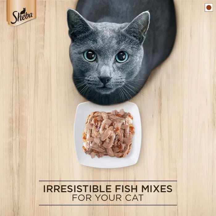 Sheba Wet Cat Food - Fish with Dry Bonito Flake (35g x 12 Pouches)