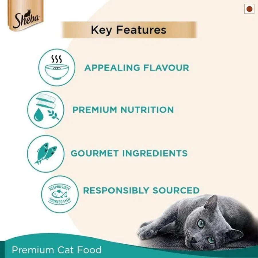 Sheba Wet Cat Food - Fish with Dry Bonito Flake (35g x 12 Pouches)