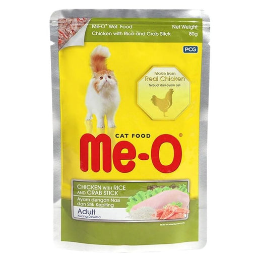 Me-O Wet Cat Food - Chicken with Rice and Crab (80g x 12 Pouches)