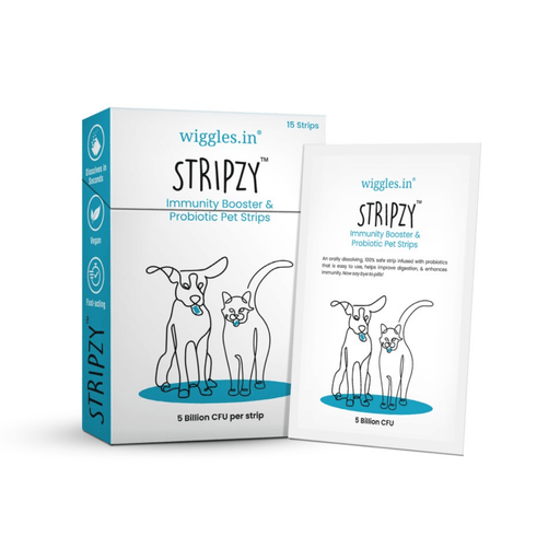 Wiggles Supplements for Cats & Dogs - Stripzyâ„¢ Immunity Booster and Probiotic Pet Strips (15 Strips)