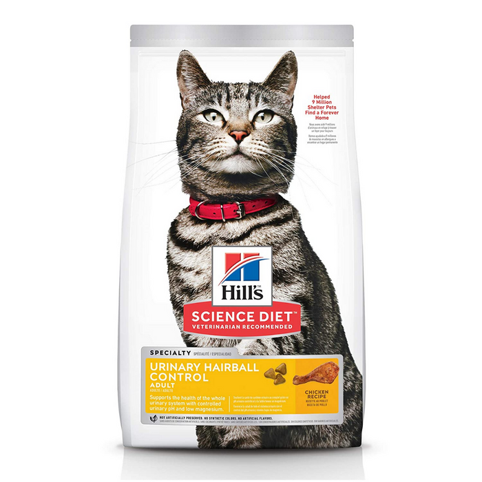 Hills Science Diet Dry Cat Food for Adults (1-6 yrs) - Urinary Hairball Control (1.59kg)