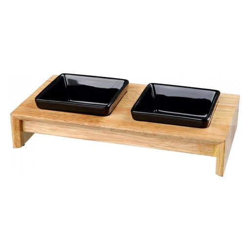 Trixie Ceramic / Wood Bowl Set For Dogs