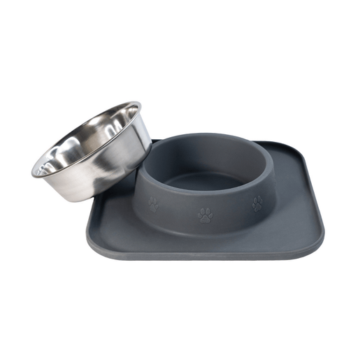 Petsy Pet Water & Food Bowl - Silicon Single Diner (Grey)