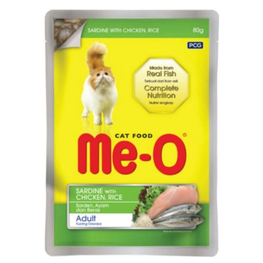 Me-O Wet Cat Food - Sardine with Chicken and Rice (80g x 12 Pouches)