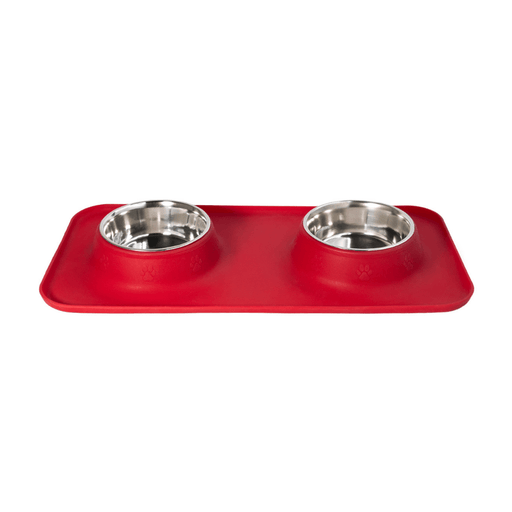 Petsy Pet Water & Food Bowl - Silicon Double Diner (Red)