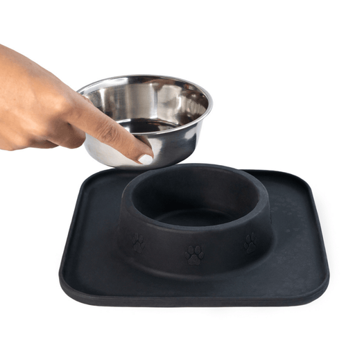 Petsy Pet Water & Food Bowl - Silicon Single Diner (Black)