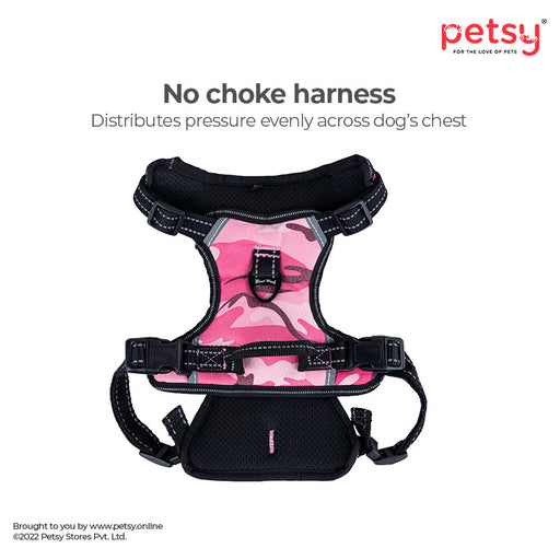 Whoof Whoof Harnesses for Dogs - Double Padded P Series (Camo Pink)