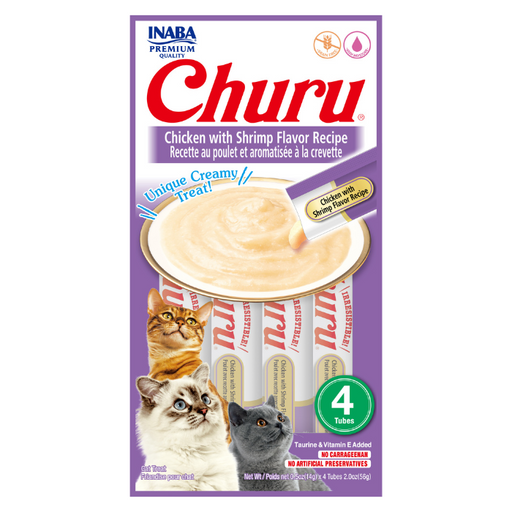 Churu Creamy Cat Treats - Chicken with Shrimp (4 sticks x 14g)