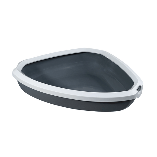 Savic Rincon Corner Cat Litter Tray with Rim (Cool Grey)