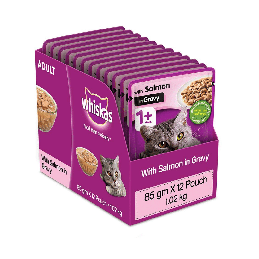 Buy Whiskas Wet Cat Food - Salmon in Gravy - (85g x 12pouches) at ...